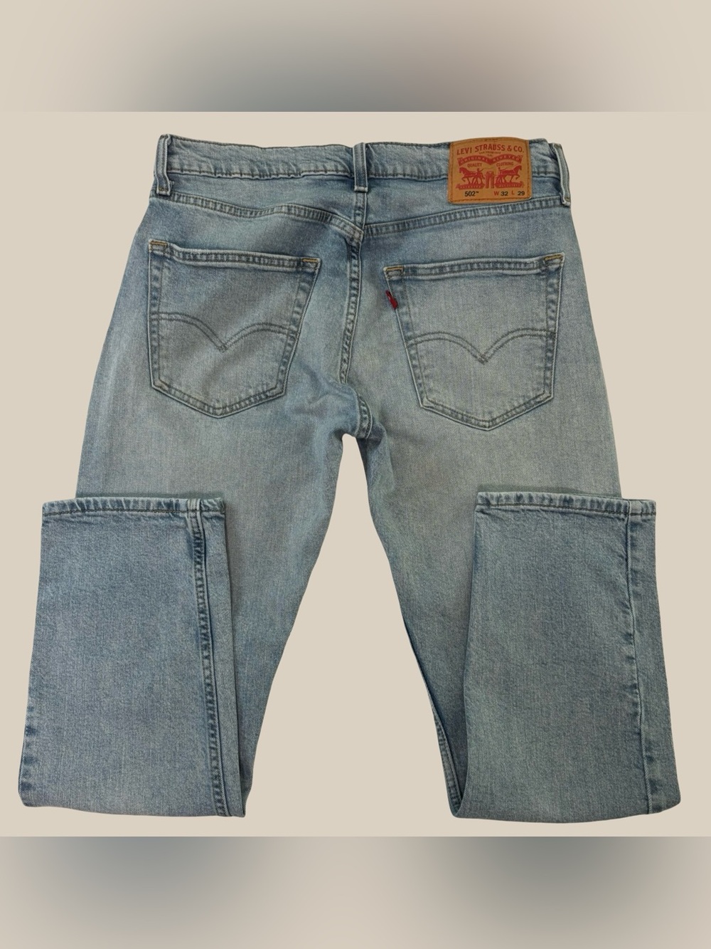 Levi's 502 Men's Regular Taper Jeans Light Wash Blue Denim Red Tab Casual 32x29